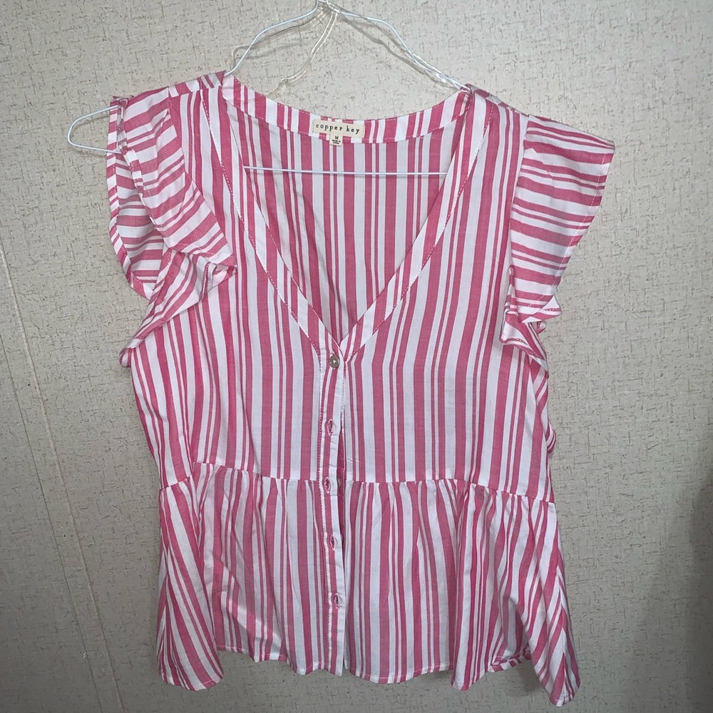 Striped Pink and White Tank